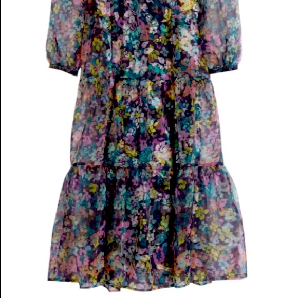Halogen X Atlantic Pacific Long Sleeve Floral Sheer Tiered Maxi Dress - Picture 3 of 7